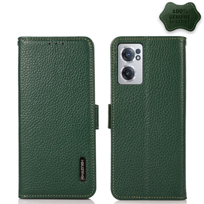 KHAZNEH Side-Magnetic Litchi Genuine Leather RFID Phone Case, For OnePlus Nord CE 2 5G