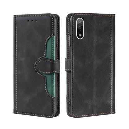 Skin Feel Straw Hat Magnetic Buckle Leather Phone Case