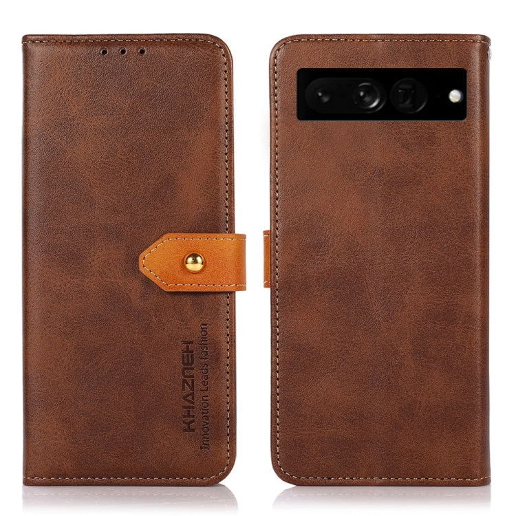 KHAZNEH Dual-color Cowhide Texture Flip Leather Phone Case