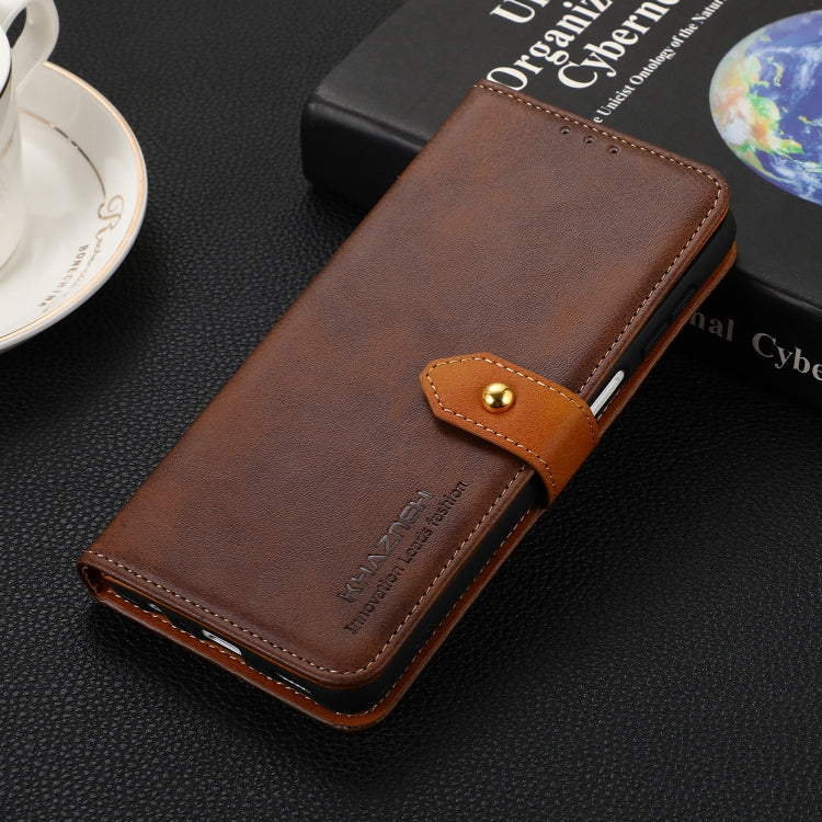 KHAZNEH Dual-color Cowhide Texture Flip Leather Phone Case