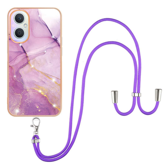 Electroplating Marble IMD TPU Phone Case with Lanyard, For OnePlus Nord N20 5G, For OPPO A15 / A15s, For OPPO A53s 5G / A55 5G / A54 4G / A16 / A54s, For OPPO A74 5G / A93 5G / A54 5G / A93s 5G