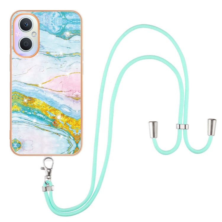 Electroplating Marble IMD TPU Phone Case with Lanyard, For OnePlus Nord N20 5G, For OPPO A15 / A15s, For OPPO A53s 5G / A55 5G / A54 4G / A16 / A54s, For OPPO A74 5G / A93 5G / A54 5G / A93s 5G