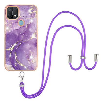 Electroplating Marble IMD TPU Phone Case with Lanyard, For OnePlus Nord N20 5G, For OPPO A15 / A15s, For OPPO A53s 5G / A55 5G / A54 4G / A16 / A54s, For OPPO A74 5G / A93 5G / A54 5G / A93s 5G