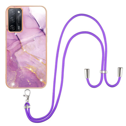Electroplating Marble IMD TPU Phone Case with Lanyard, For OnePlus Nord N20 5G, For OPPO A15 / A15s, For OPPO A53s 5G / A55 5G / A54 4G / A16 / A54s, For OPPO A74 5G / A93 5G / A54 5G / A93s 5G