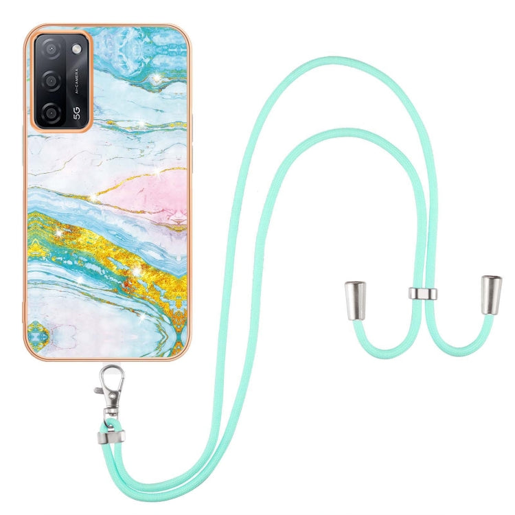 Electroplating Marble IMD TPU Phone Case with Lanyard, For OnePlus Nord N20 5G, For OPPO A15 / A15s, For OPPO A53s 5G / A55 5G / A54 4G / A16 / A54s, For OPPO A74 5G / A93 5G / A54 5G / A93s 5G