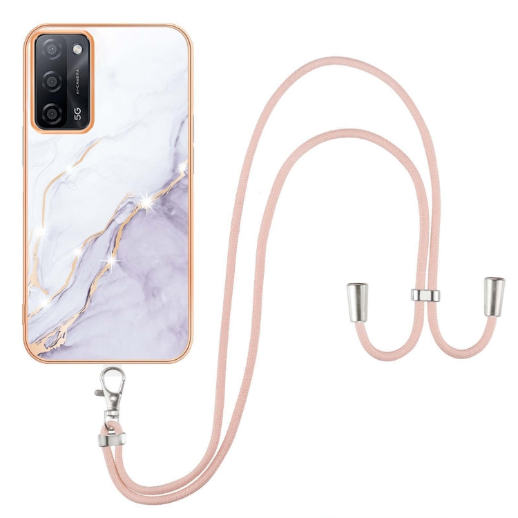 Electroplating Marble IMD TPU Phone Case with Lanyard, For OnePlus Nord N20 5G, For OPPO A15 / A15s, For OPPO A53s 5G / A55 5G / A54 4G / A16 / A54s, For OPPO A74 5G / A93 5G / A54 5G / A93s 5G