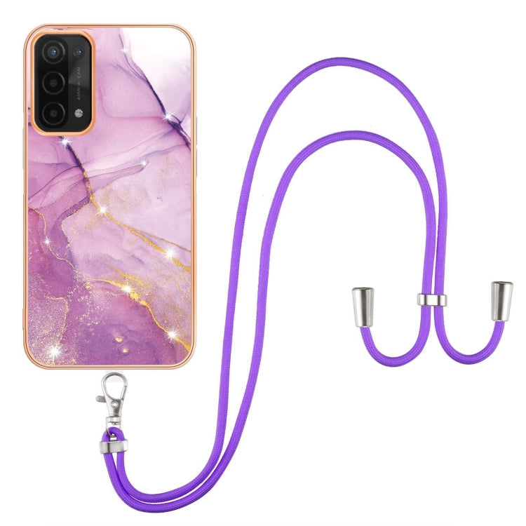 Electroplating Marble IMD TPU Phone Case with Lanyard, For OnePlus Nord N20 5G, For OPPO A15 / A15s, For OPPO A53s 5G / A55 5G / A54 4G / A16 / A54s, For OPPO A74 5G / A93 5G / A54 5G / A93s 5G
