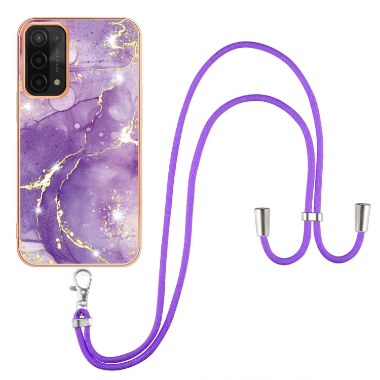 Electroplating Marble IMD TPU Phone Case with Lanyard, For OnePlus Nord N20 5G, For OPPO A15 / A15s, For OPPO A53s 5G / A55 5G / A54 4G / A16 / A54s, For OPPO A74 5G / A93 5G / A54 5G / A93s 5G
