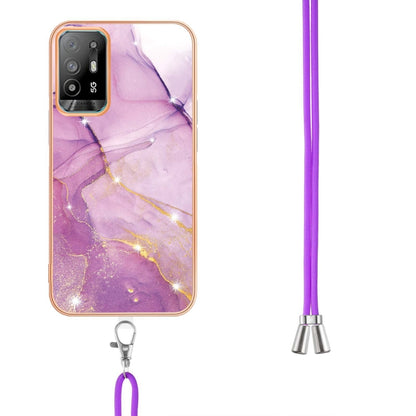 Electroplating Marble IMD TPU Phone Case with Lanyard, For OPPO A94 5G / A95 5G, For Realme 8i, For Realme C21Y