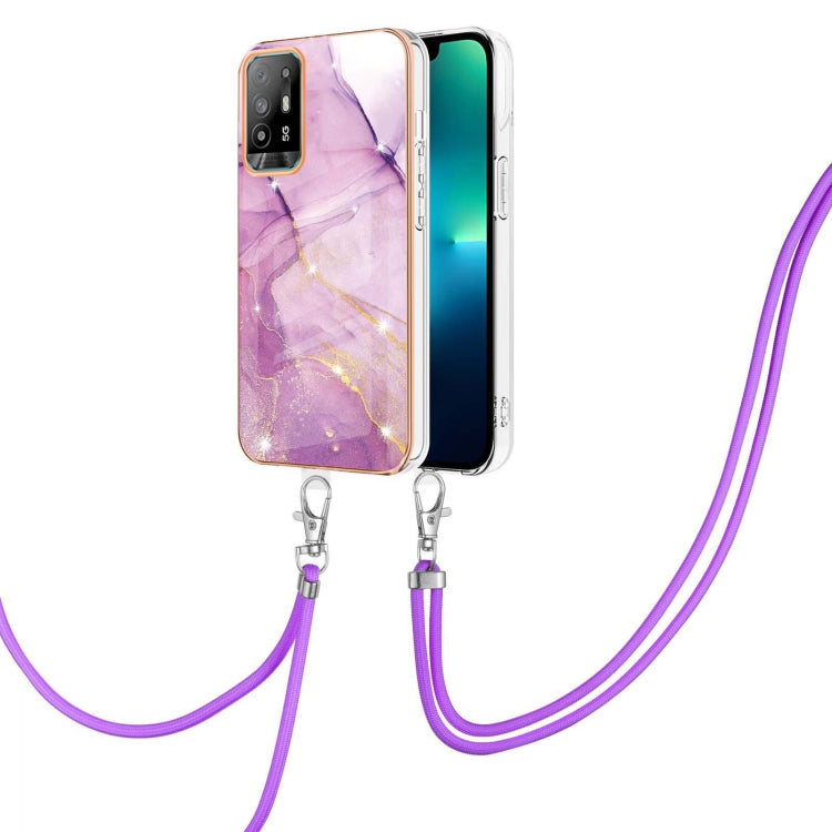 Electroplating Marble IMD TPU Phone Case with Lanyard, For OPPO A94 5G / A95 5G, For Realme 8i, For Realme C21Y