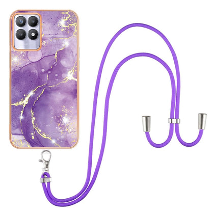 Electroplating Marble IMD TPU Phone Case with Lanyard, For OPPO A94 5G / A95 5G, For Realme 8i, For Realme C21Y