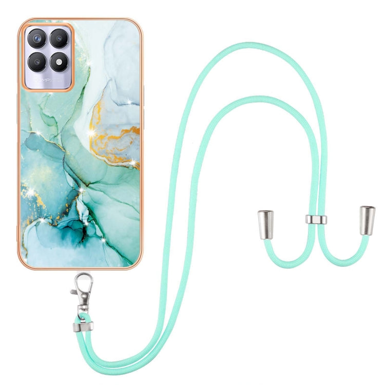 Electroplating Marble IMD TPU Phone Case with Lanyard, For OPPO A94 5G / A95 5G, For Realme 8i, For Realme C21Y