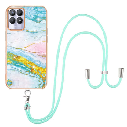 Electroplating Marble IMD TPU Phone Case with Lanyard, For OPPO A94 5G / A95 5G, For Realme 8i, For Realme C21Y