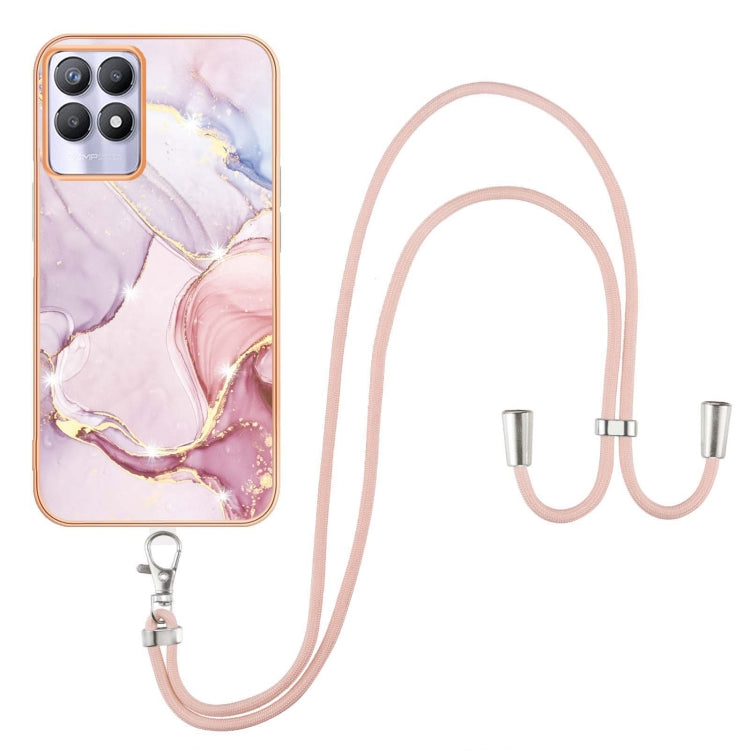 Electroplating Marble IMD TPU Phone Case with Lanyard, For OPPO A94 5G / A95 5G, For Realme 8i, For Realme C21Y