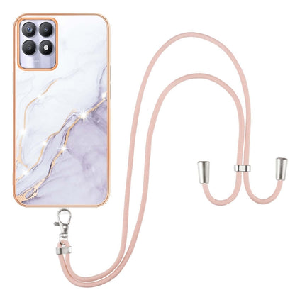 Electroplating Marble IMD TPU Phone Case with Lanyard, For OPPO A94 5G / A95 5G, For Realme 8i, For Realme C21Y