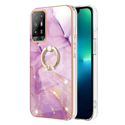 Electroplating Marble Pattern IMD TPU Phone Case with Ring Holder, For OPPO A94 5G / A95 5G, For Realme 8i, For Realme C21Y