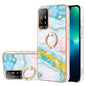 Electroplating Marble Pattern IMD TPU Phone Case with Ring Holder, For OPPO A94 5G / A95 5G, For Realme 8i, For Realme C21Y