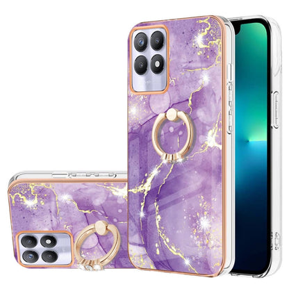 Electroplating Marble Pattern IMD TPU Phone Case with Ring Holder, For OPPO A94 5G / A95 5G, For Realme 8i, For Realme C21Y