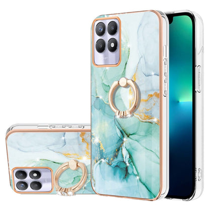Electroplating Marble Pattern IMD TPU Phone Case with Ring Holder, For OPPO A94 5G / A95 5G, For Realme 8i, For Realme C21Y