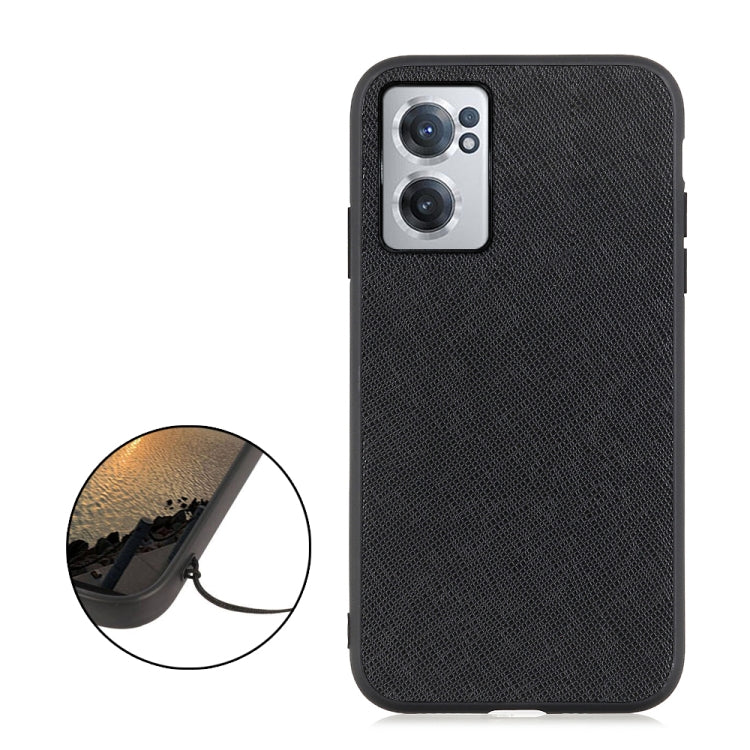 Cross Texture Genuine Leather Phone Case