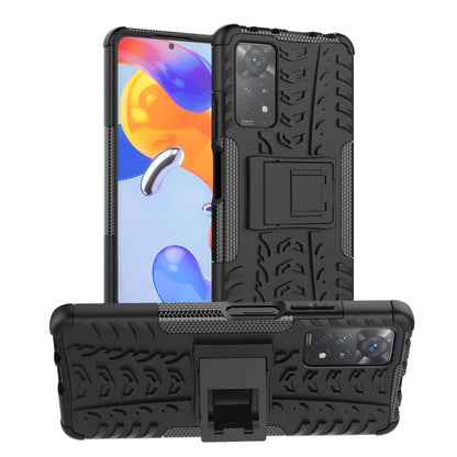 Tire Texture Shockproof TPU+PC Phone Case with Holder, For Xiaomi Redmi Note 11S 4G International Version, For Xiaomi Redmi Note 11 Pro 5G International Version
