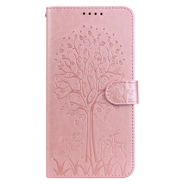 Tree & Deer Pattern Pressed Printing Horizontal Flip Leather Phone Case