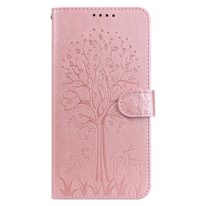 Tree & Deer Pattern Pressed Printing Horizontal Flip Leather Phone Case