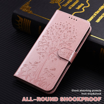 Tree & Deer Pattern Pressed Printing Horizontal Flip Leather Phone Case