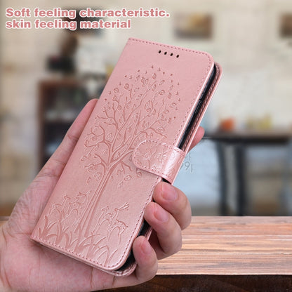Tree & Deer Pattern Pressed Printing Horizontal Flip Leather Phone Case