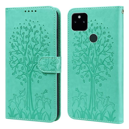 Tree & Deer Pattern Pressed Printing Horizontal Flip Leather Phone Case