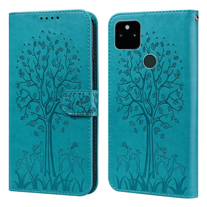 Tree & Deer Pattern Pressed Printing Horizontal Flip Leather Phone Case