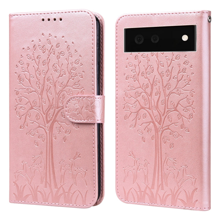 Tree & Deer Pattern Pressed Printing Horizontal Flip Leather Phone Case