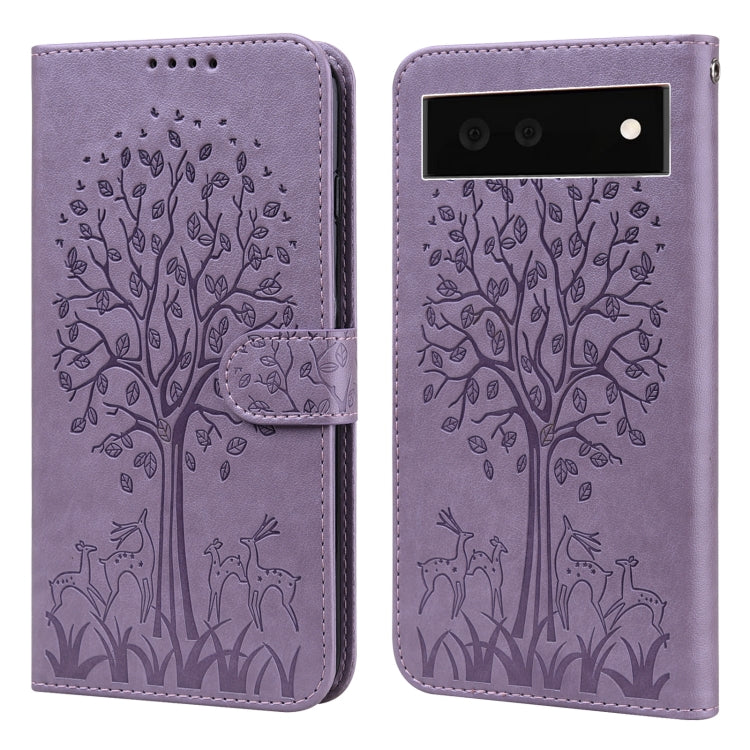 Tree & Deer Pattern Pressed Printing Horizontal Flip Leather Phone Case