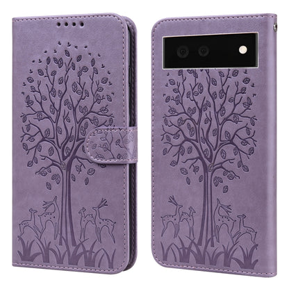 Tree & Deer Pattern Pressed Printing Horizontal Flip Leather Phone Case