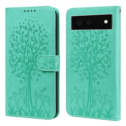Tree & Deer Pattern Pressed Printing Horizontal Flip Leather Phone Case