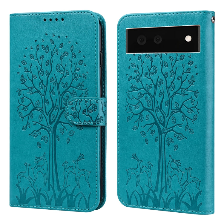 Tree & Deer Pattern Pressed Printing Horizontal Flip Leather Phone Case