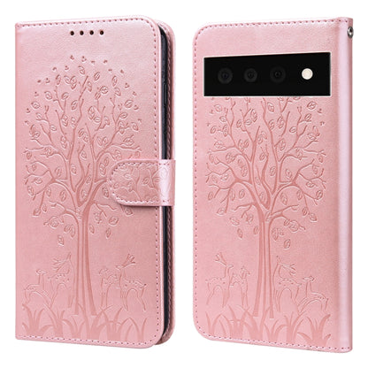 Tree & Deer Pattern Pressed Printing Horizontal Flip Leather Phone Case