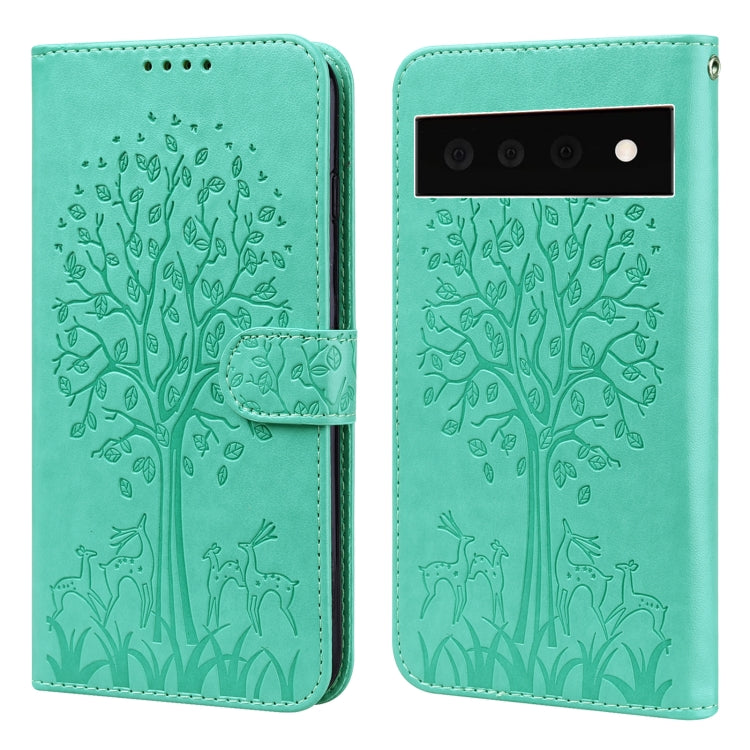 Tree & Deer Pattern Pressed Printing Horizontal Flip Leather Phone Case