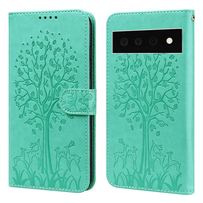 Tree & Deer Pattern Pressed Printing Horizontal Flip Leather Phone Case