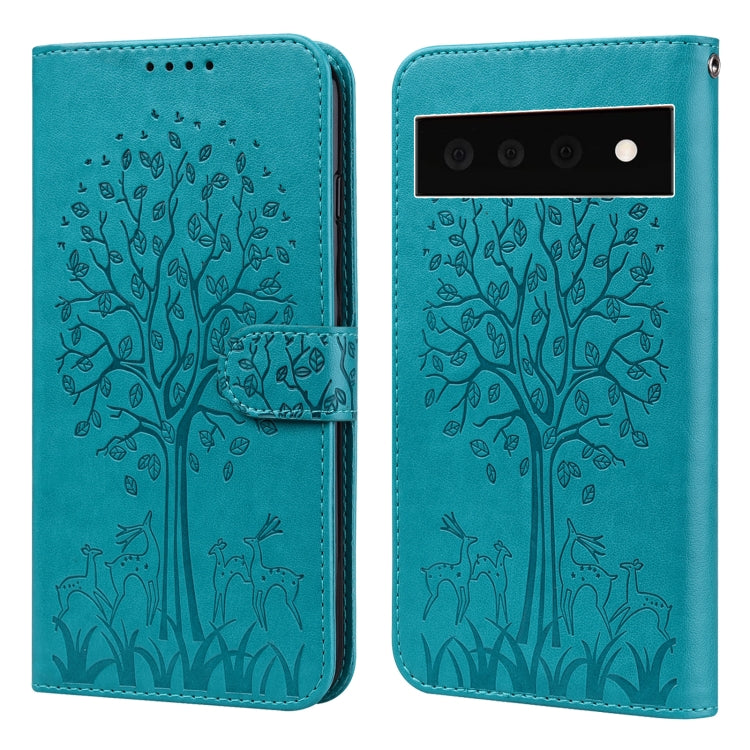 Tree & Deer Pattern Pressed Printing Horizontal Flip Leather Phone Case
