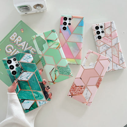 Electroplated Splicing Marble TPU Phone Case