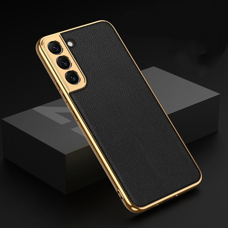 GKK Plating TPU + Leather Full Coverage Phone Case