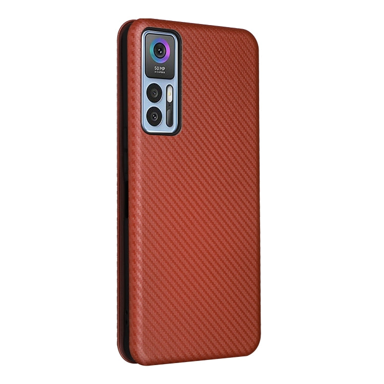 Carbon Fiber Texture Magnetic Horizontal Flip Leather Phone Case, For TCL 30 5G / 30+