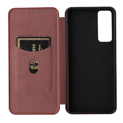Carbon Fiber Texture Magnetic Horizontal Flip Leather Phone Case, For TCL 30 5G / 30+