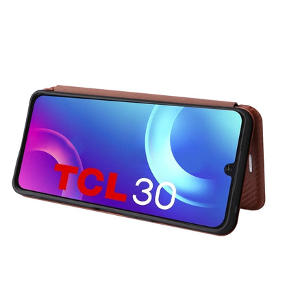Carbon Fiber Texture Magnetic Horizontal Flip Leather Phone Case, For TCL 30 5G / 30+
