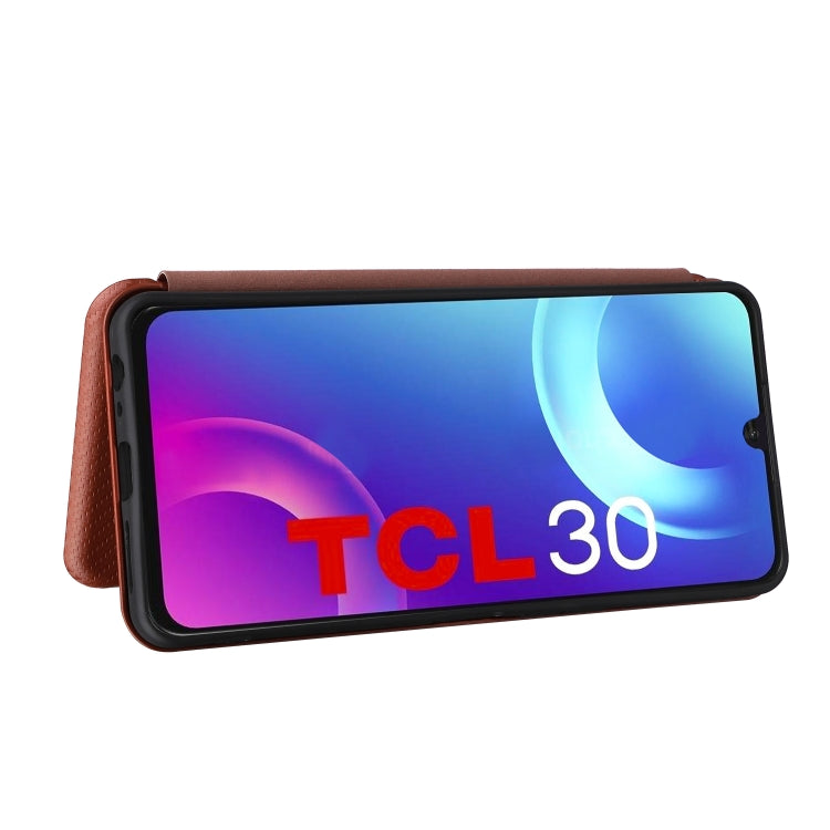 Carbon Fiber Texture Magnetic Horizontal Flip Leather Phone Case, For TCL 30 5G / 30+