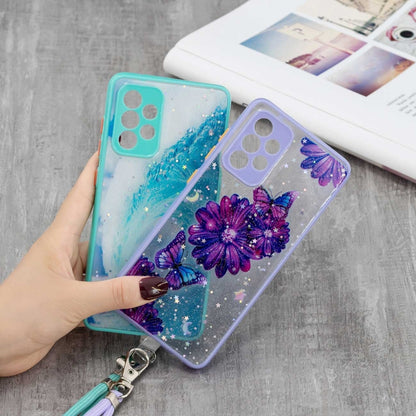 Starry Sky Epoxy TPU Phone Case with Neck Lanyard