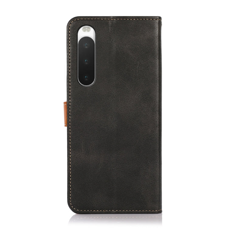 KHAZNEH Dual-color Cowhide Texture Flip Leather Phone Case