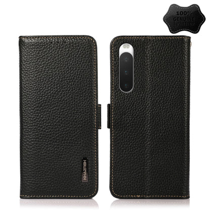 KHAZNEH Side-Magnetic Litchi Genuine Leather RFID Phone Case