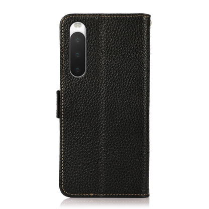 KHAZNEH Side-Magnetic Litchi Genuine Leather RFID Phone Case